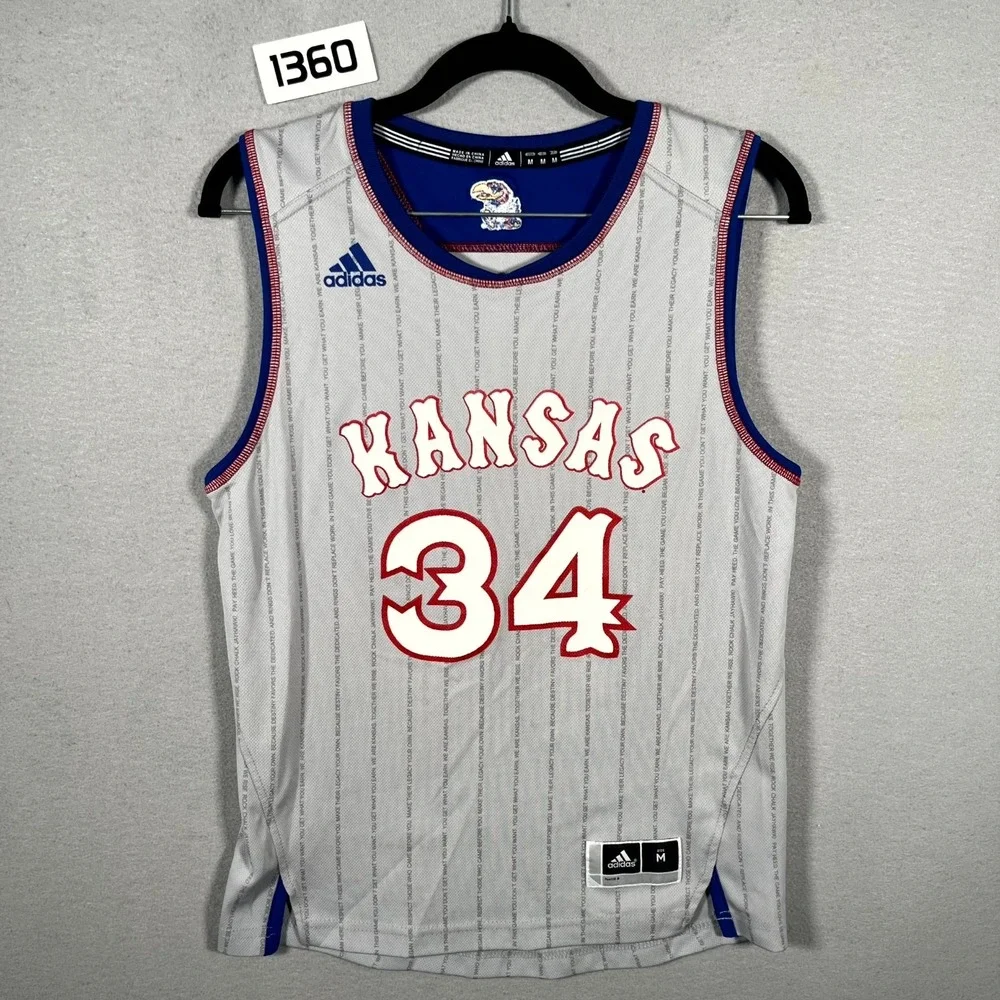 Kansas Jayhawks‎ 34# Paul Pierce Tank Top Mens M Gray Adidas Basketball Sports